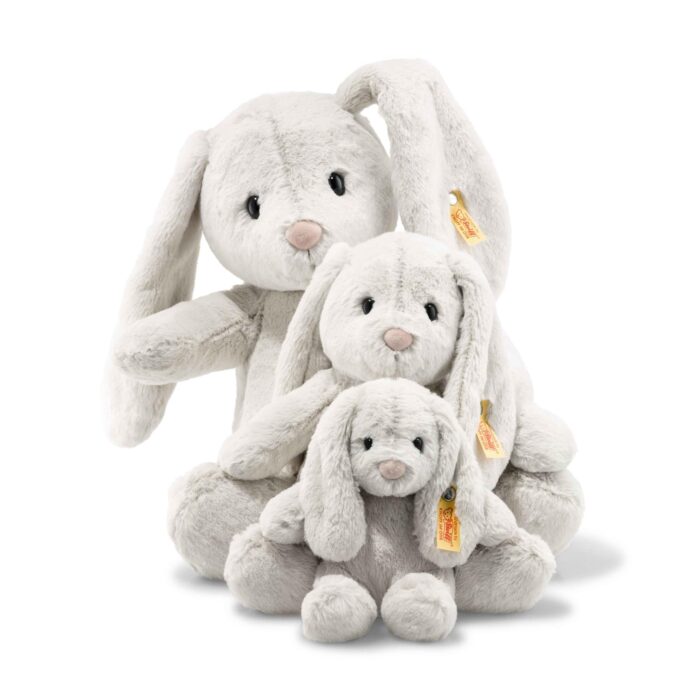 Steiff Hoppie Hase 18 cm hellgrau, Plüschtier Hase mit Schlappohren, Soft Cuddly Friends, flauschiges Stofftier zu – Bild 5