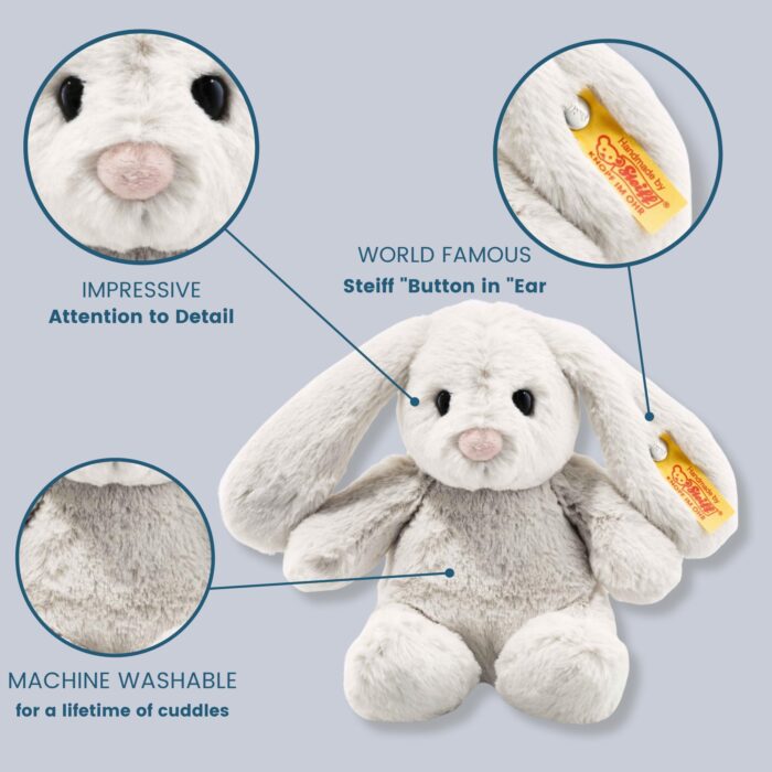 Steiff Hoppie Hase 18 cm hellgrau, Plüschtier Hase mit Schlappohren, Soft Cuddly Friends, flauschiges Stofftier zu – Bild 4